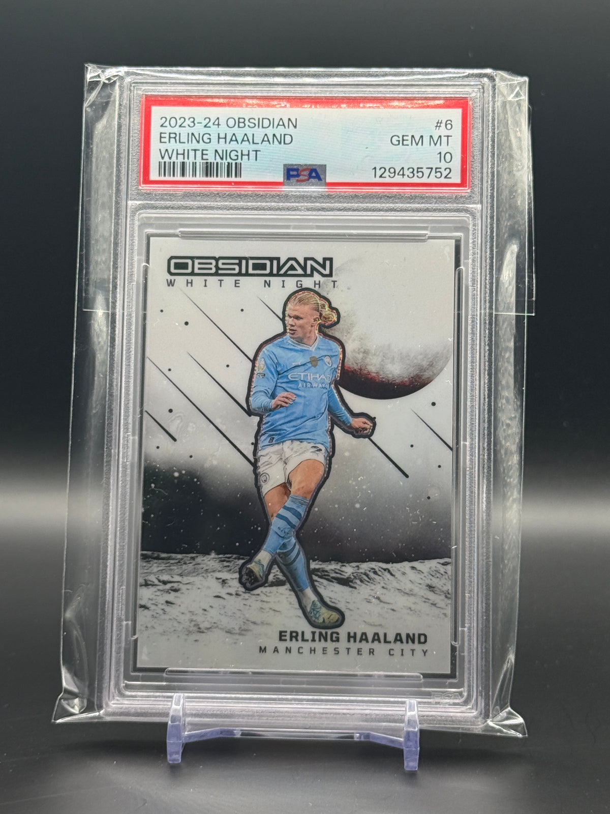 2023-24 Panini Obsidian Soccer Erling Haaland Manchester City White Night PSA 10 129435752