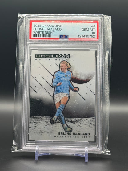 2023-24 Panini Obsidian Soccer Erling Haaland Manchester City White Night PSA 10 129435752