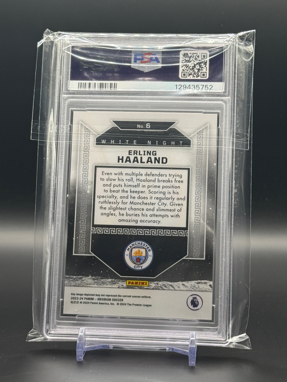 2023-24 Panini Obsidian Soccer Erling Haaland Manchester City White Night PSA 10 129435752