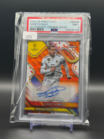 2024-25 Topps Finest UCC Gareth Bale Real Madrid Orange Wave Auto 11/25 PSA 9 129435753