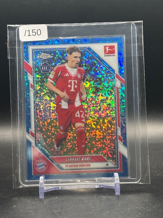 2025-26 Topps Chrome Bundesliga Lennart Karl Bayern München Blue Mini Diamond 123/150