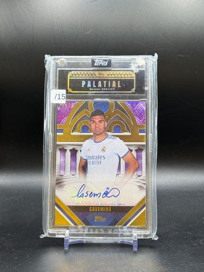 2024-26 Topps Palatial Real Madrid Casemiro Palatial Pose Purple Auto 15/15