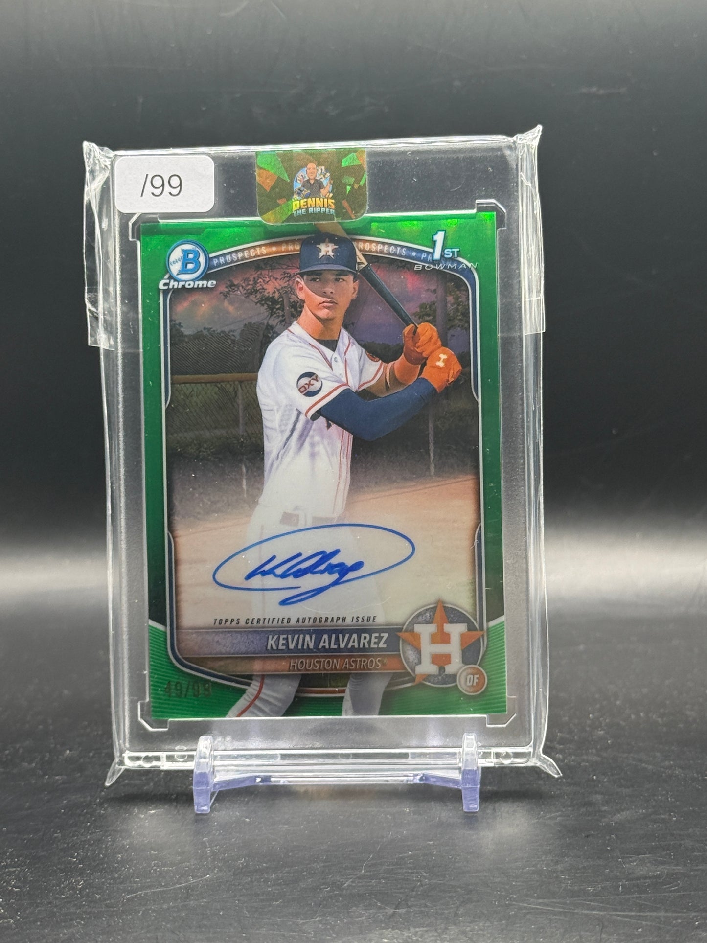 2025 Topps Bowman Chrome MLB Kevin Alvarez Houston Astros Green Auto 49/99