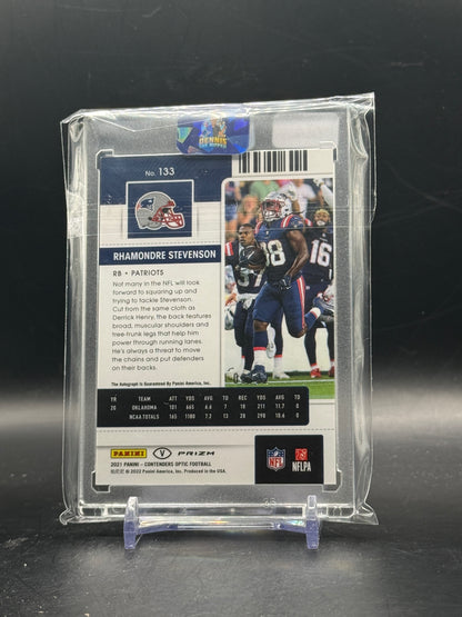 2021 Panini Contenders Optic NFL Rhamondre Stevenson New England Patriots Cracked Ice Auto 09/22