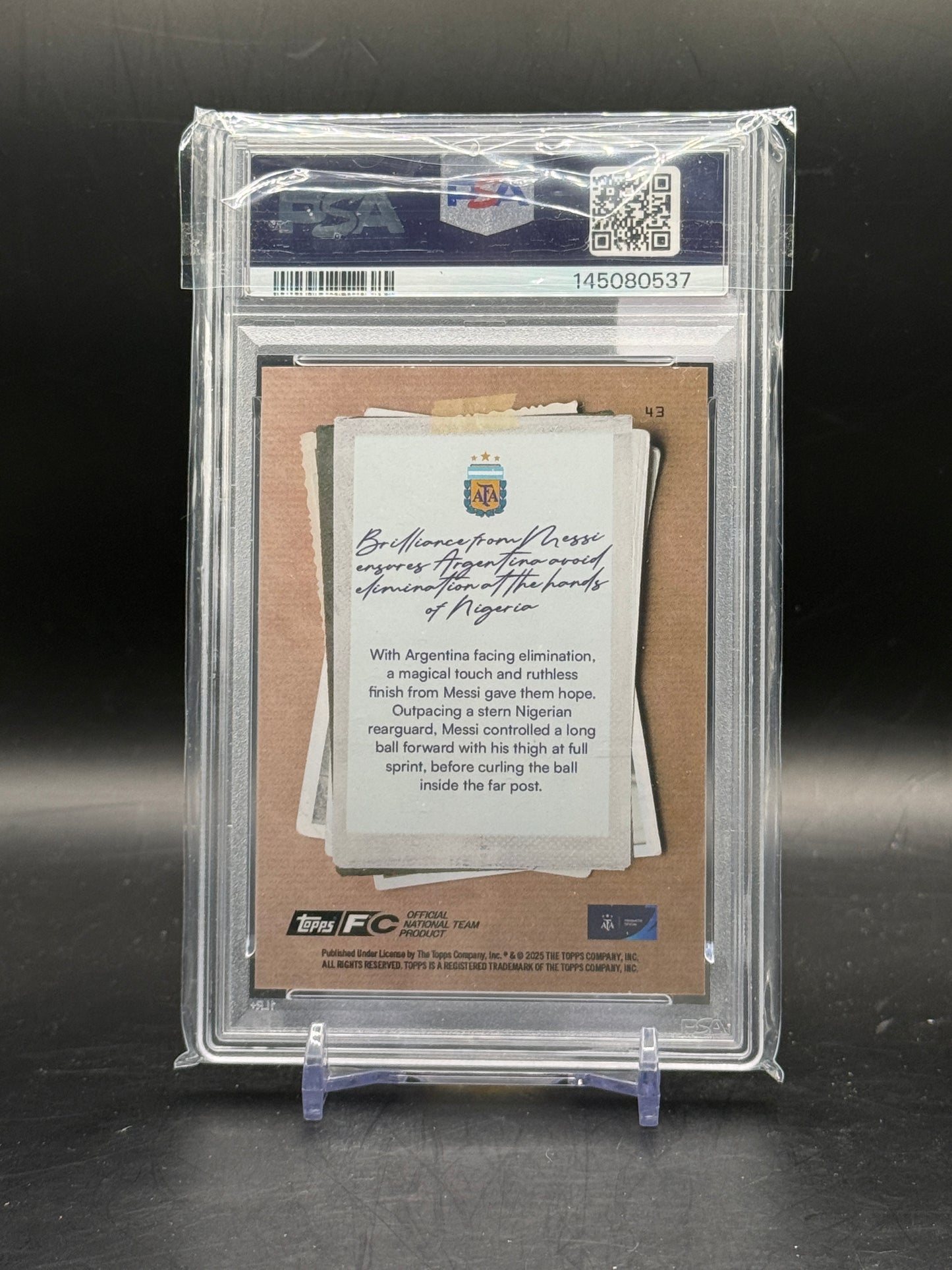 2025 Topps Focus Argentina Lionel Messi Black AFA Starballer 01/10 PSA 8 145080537