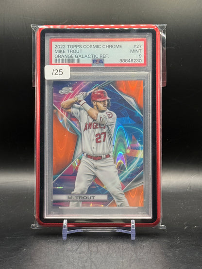 2022 Topps Chrome Cosmic MLB Mike Trout Los Angeles Angels Orange Galactic 23/25 PSA 8 88846230