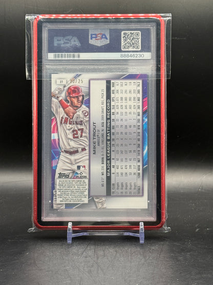 2022 Topps Chrome Cosmic MLB Mike Trout Los Angeles Angels Orange Galactic 23/25 PSA 8 88846230