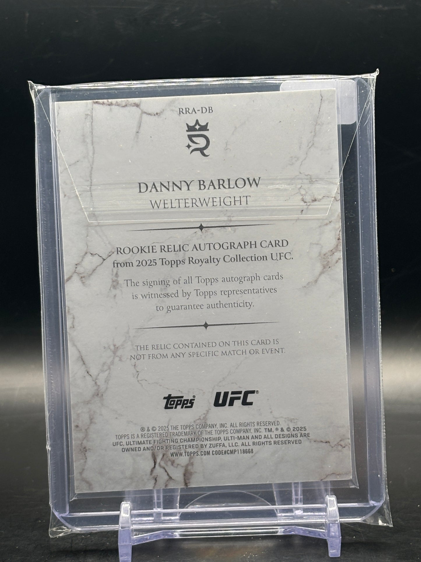 2025 Topps Royalty UFC Danny Barlow Patch Auto 2/5