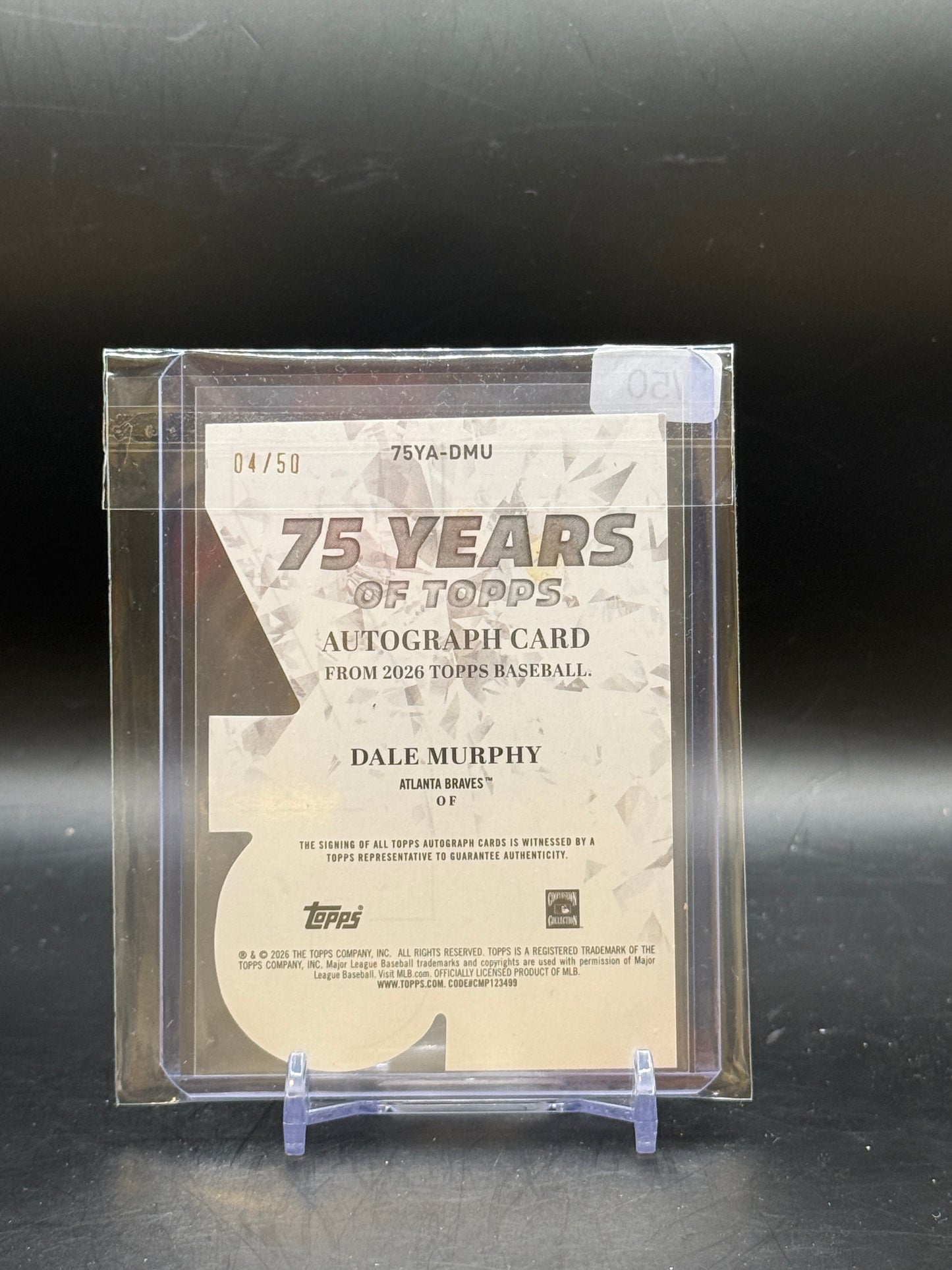 2026 Topps Series 1 MLB Dale Murphy Atlanta Braves 75 Years Of Topps Gold Auto 04/50