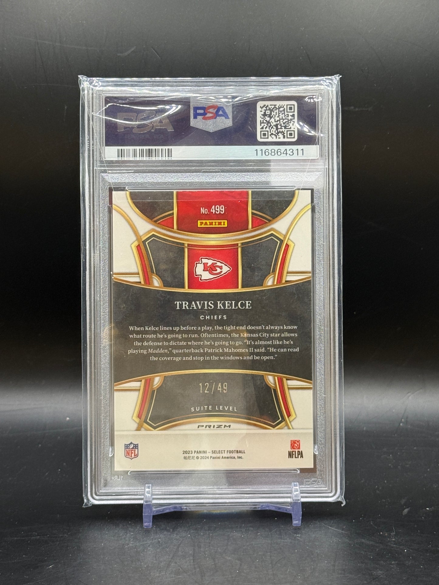 2023 Panini Select NFL Travis Kelce Kansas City Chiefs Red Prizm 12/49 PSA 10 116864311