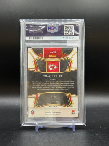 2023 Panini Select NFL Travis Kelce Kansas City Chiefs Red Prizm 12/49 PSA 10 116864311