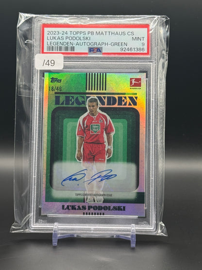2023-24 Topps Lothar Matthäus Curated Soccer Lukas Podolski 1. FC Köln Green Auto 18/49 PSA 9 92461386