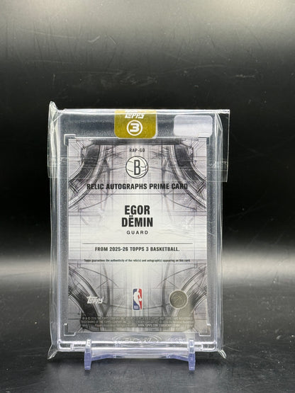 2025-26 Topps Three NBA Egor Demin Brooklyn Nets Rookie Patch Auto 29/49