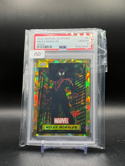 2024 Topps Marvel Chrome Sapphire Miles Morales Gold 22/50 PSA 10 103238261
