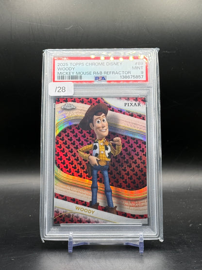 2025 Topps Disney Chrome Woody Micky Mouse Red Black 16/28 PSA 9 138675857