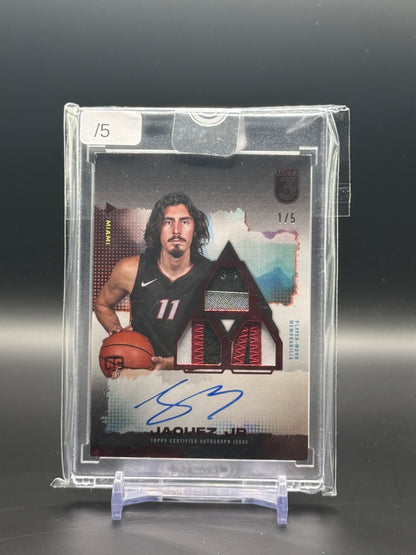 2024-25 Topps 3 NBA Jaime Jaquez Jr. Miami Heat Red Patch Auto 1/5