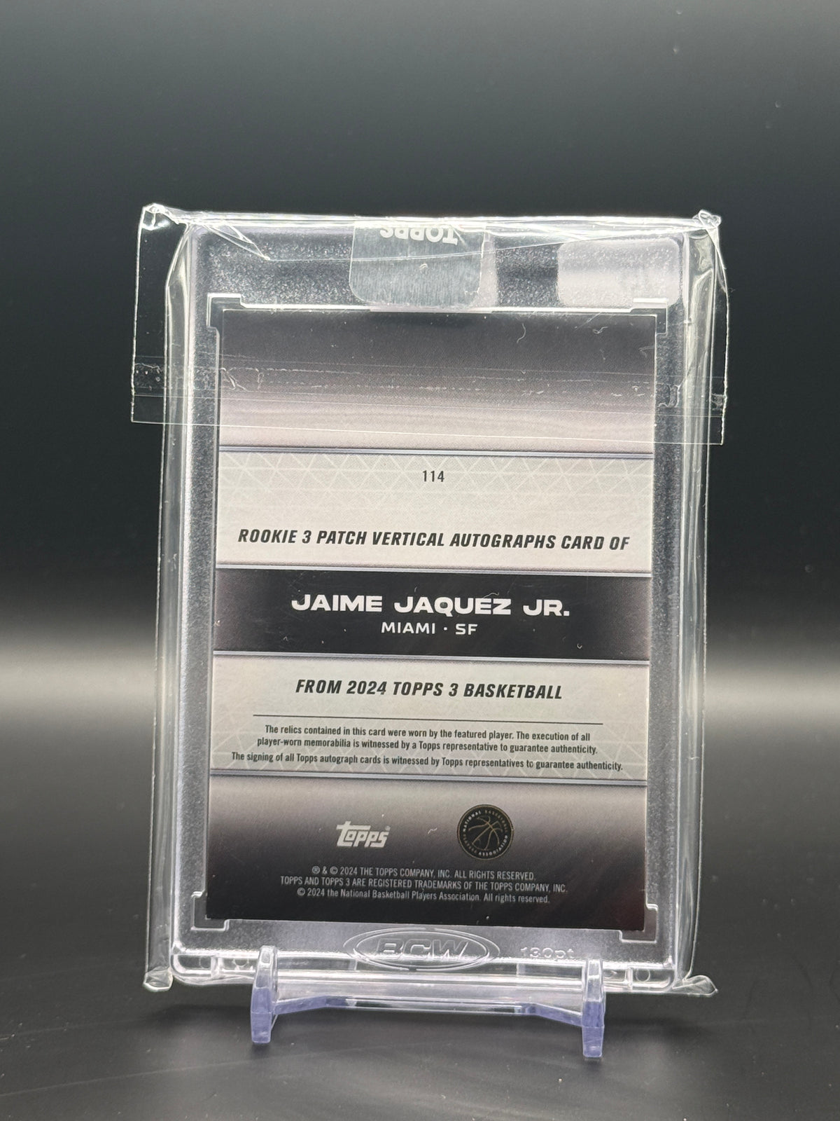 2024-25 Topps 3 NBA Jaime Jaquez Jr. Miami Heat Red Patch Auto 1/5