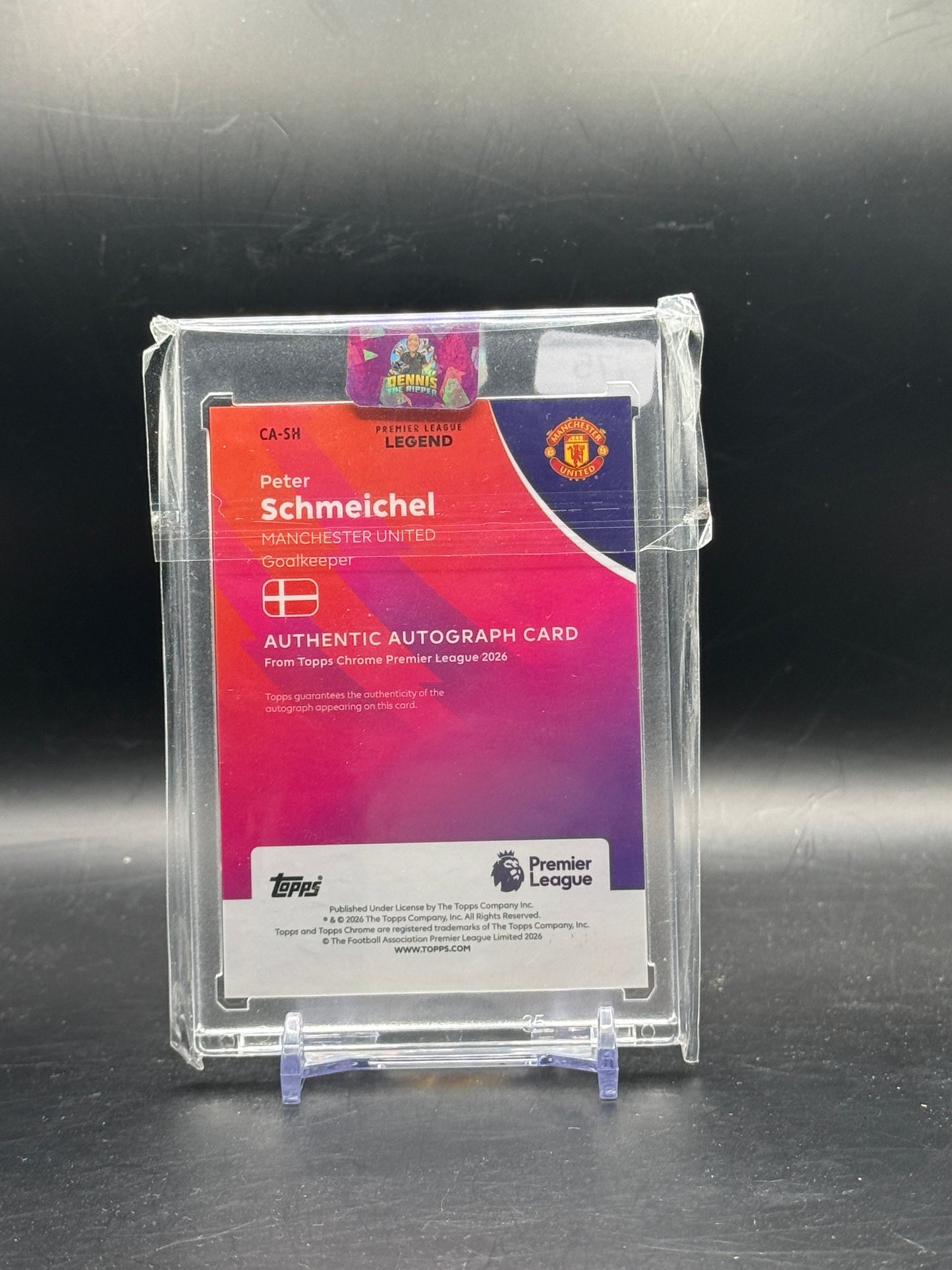 2025-26 Topps Chrome Premier Legaue Peter Schmeichel Manchester United True Purple Auto 57/75