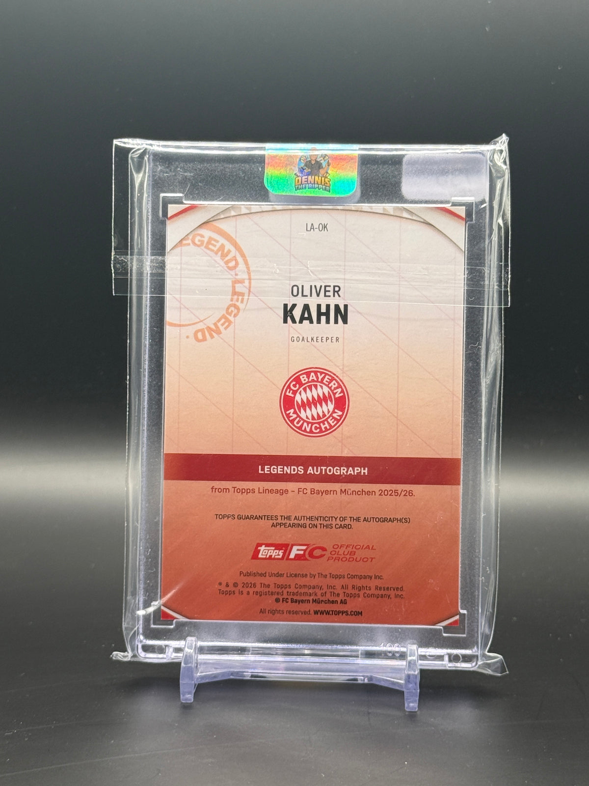 2025-26 Topps FC Bayern Lineage Oliver Kahn Bayern München Bavarian Blue Auto 22/34