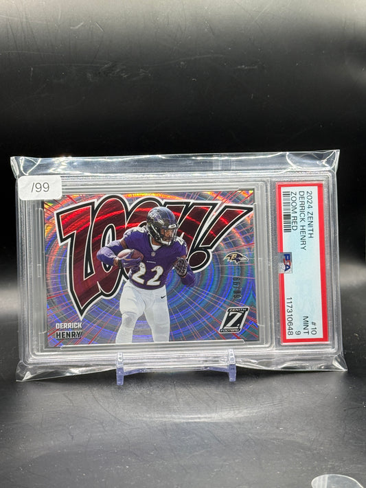 2024 Panini Zenith NFL Derrick Henry Baltimore Ravens Zoom Red 60/99 PSA 9 117310648