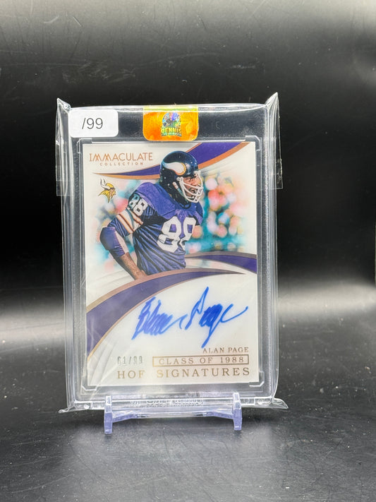 2019 Panini Immaculate NFL Alan Page Minnesota Vikings HOF Signatures Auto 61/99