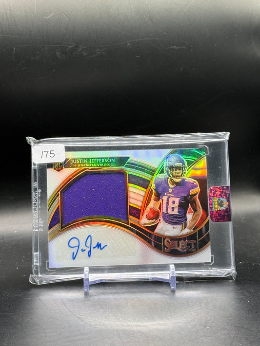 2020 Panini Select NFL Justin Jefferson Minnesota Vikings Jumbo Rookie Patch Auto 54/75