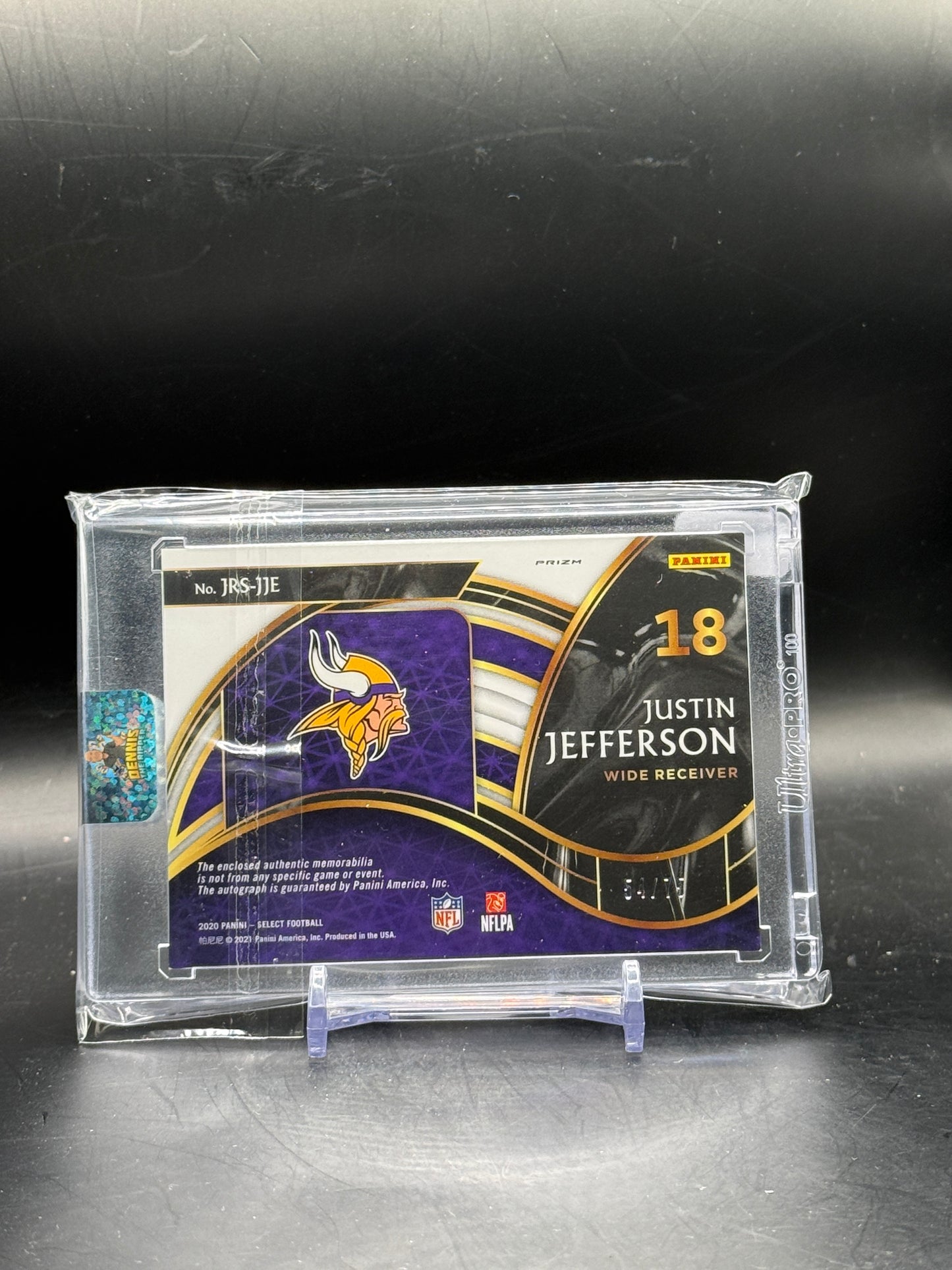 2020 Panini Select NFL Justin Jefferson Minnesota Vikings Jumbo Rookie Patch Auto 54/75