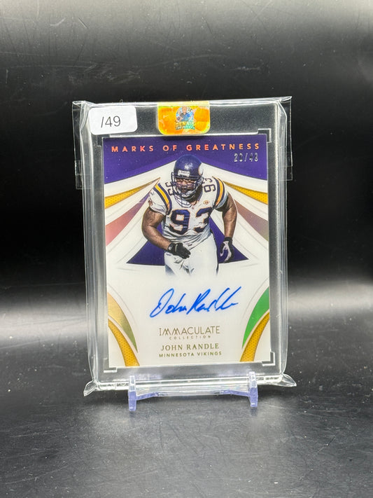 2021 Panini Immaculate NFL John Randle Minnesota Vikings Marks of Greatness Auto 20/49