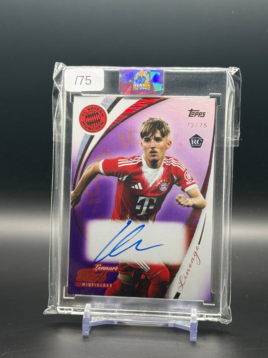 2025-26 Topps FC Bayern Lineage Lennart Karl Bayern München Purple Auto 72/75