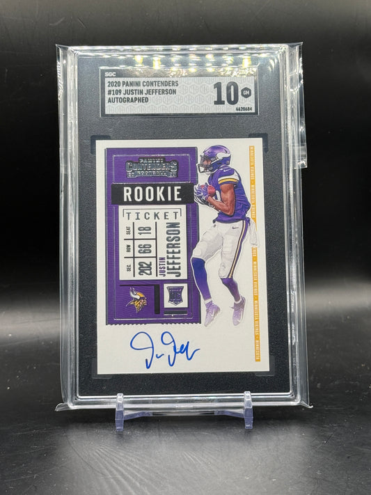 2020 Panini Contenders NFL Justin Jefferson Minnesota Vikings Rookie Ticket Auto SGC 10 6620684