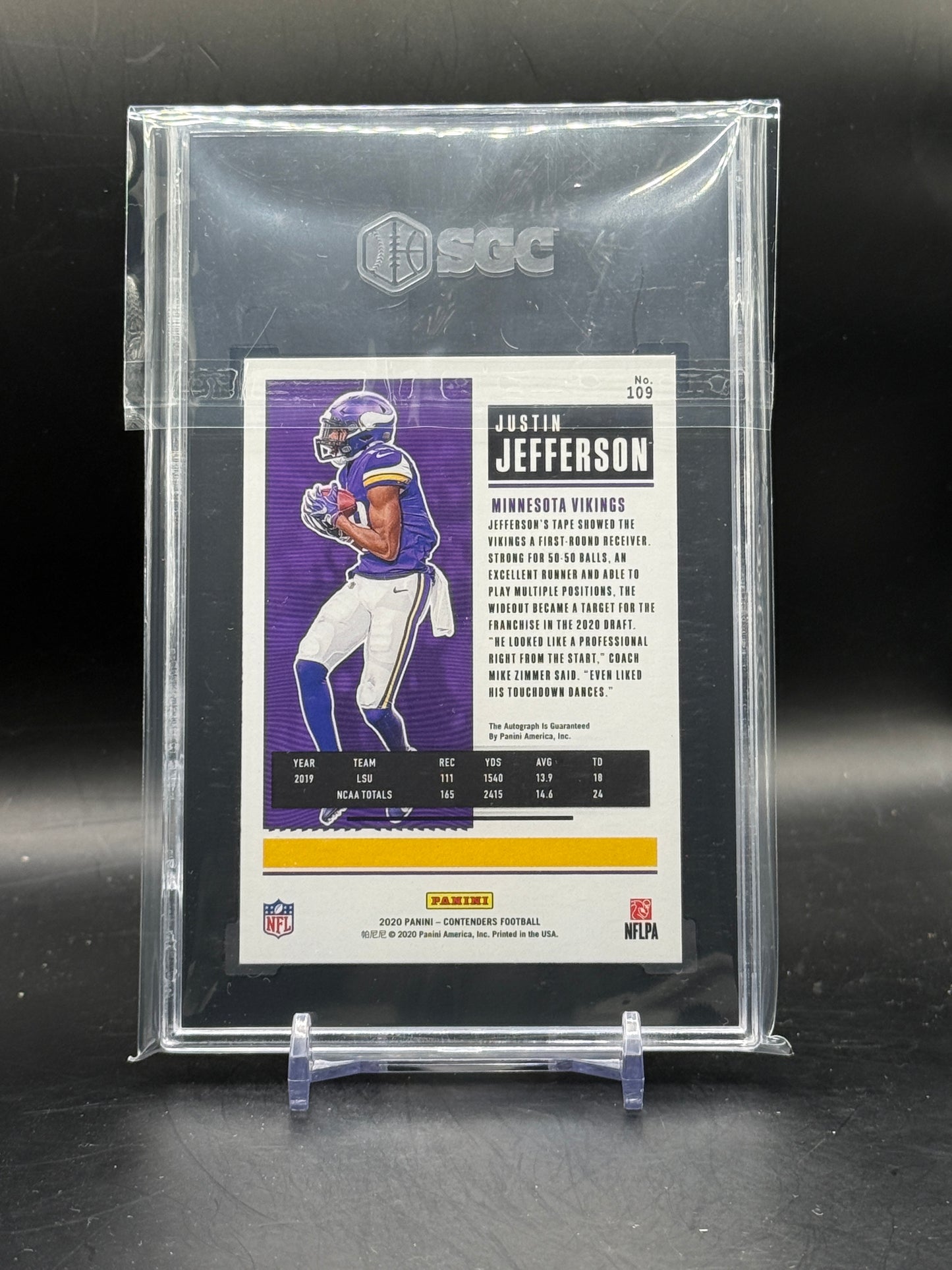 2020 Panini Contenders NFL Justin Jefferson Minnesota Vikings Rookie Ticket Auto SGC 10 6620684