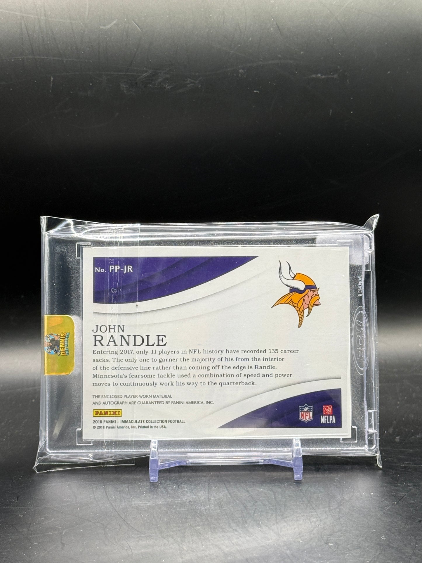 2018 Panini Immaculate NFL John Randle Minnesota Vikings Patch Auto 03/10