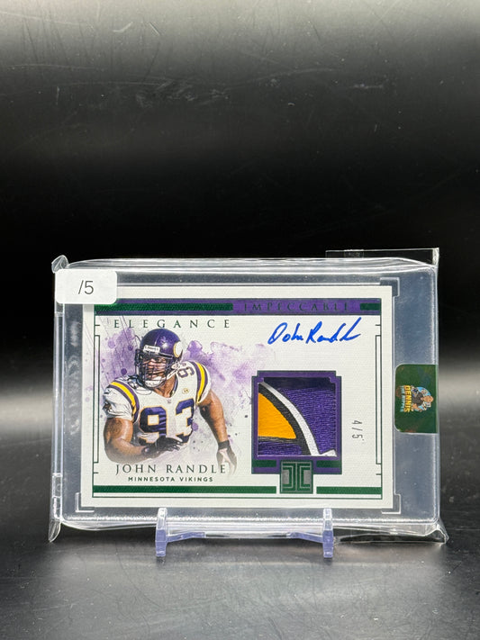 2019 Panini Impeccable NFL John Randle Minnesota Vikings Elegance Patch Auto 4/5