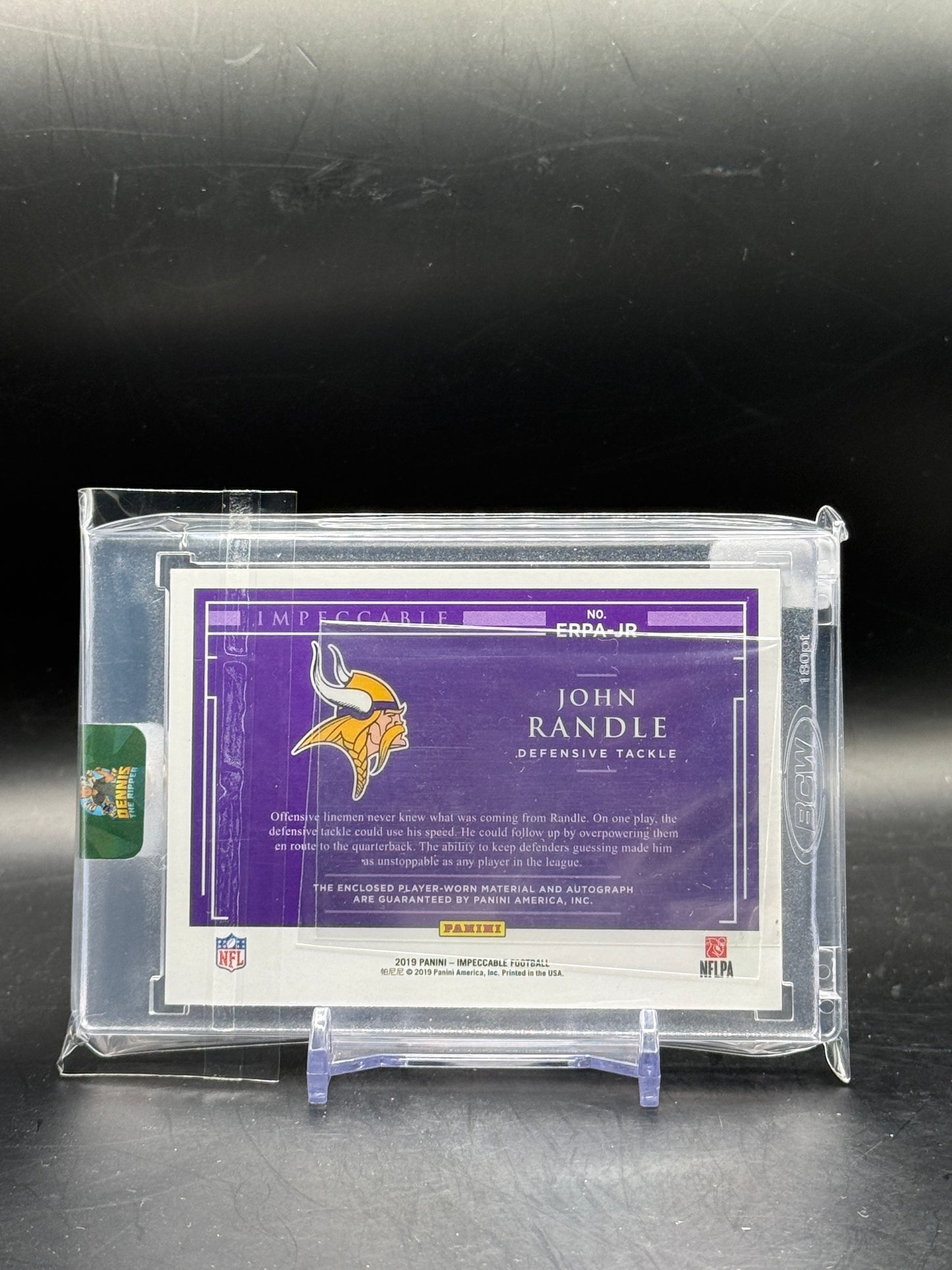 2019 Panini Impeccable NFL John Randle Minnesota Vikings Elegance Patch Auto 4/5