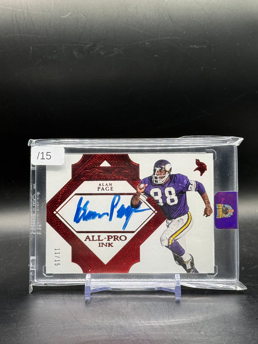 2017 Panini Flawless NFL Alan Page Minnesota Vikings All-Pro-Ink Auto 11/15