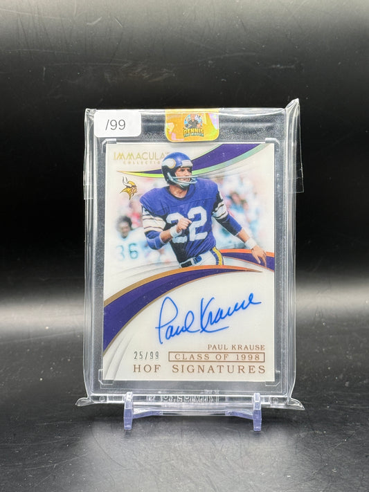 2019 Panini Immaculate NFL Paul Krause Minnesota Vikings HOF Signatures Auto 25/99