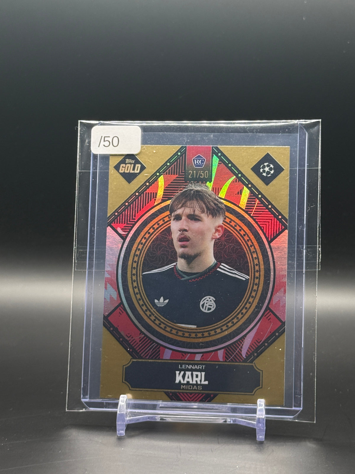 2025-26 Topps Gold Bundesliga Lennart Karl Bayern München Purple Midas 21/50