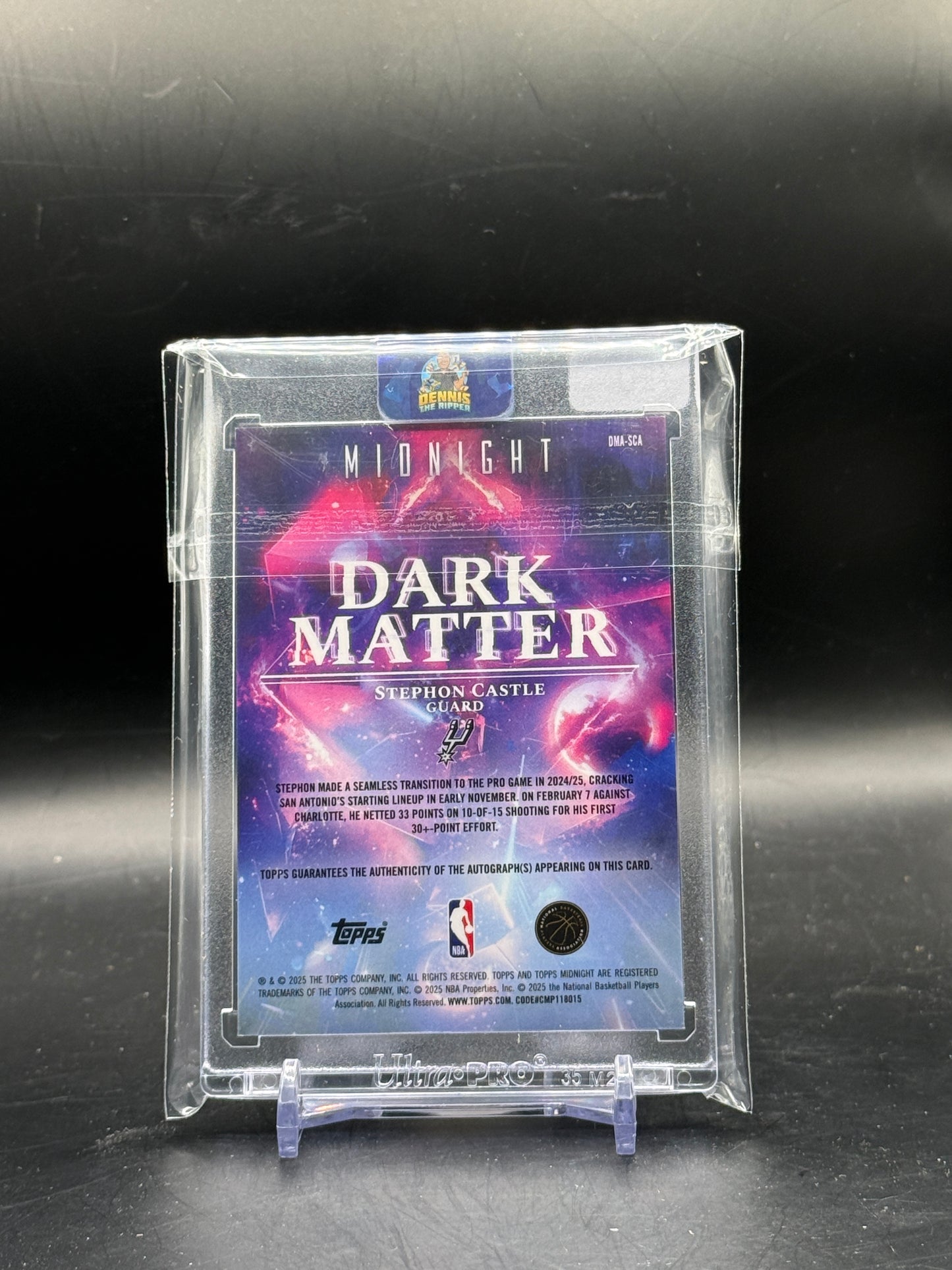 2025-26 Topps Midnight NBA Stephon Castle San Antonio Spurs Dark Matter Equinox Auto 13/20