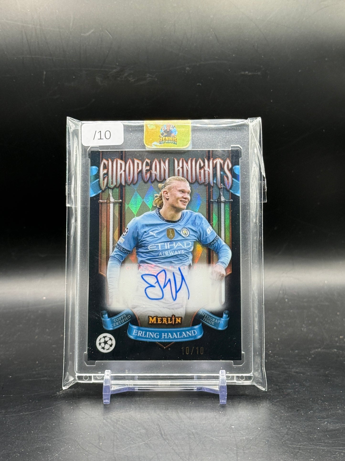 2024-25 Topps Merlin UCC Erling Haaland Manchester City European Knights Auto 10/10
