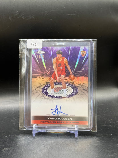 2025-26 Topps Chrome NBA Yang Hansen Portland Trail Blazers Purple Auto 13/75