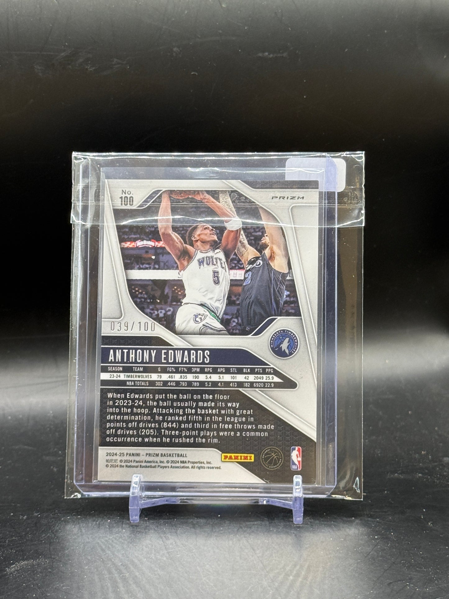 2024-25 Panini Prizm NBA Anthony Edwards Minnesota Timberwolves Red 39/100