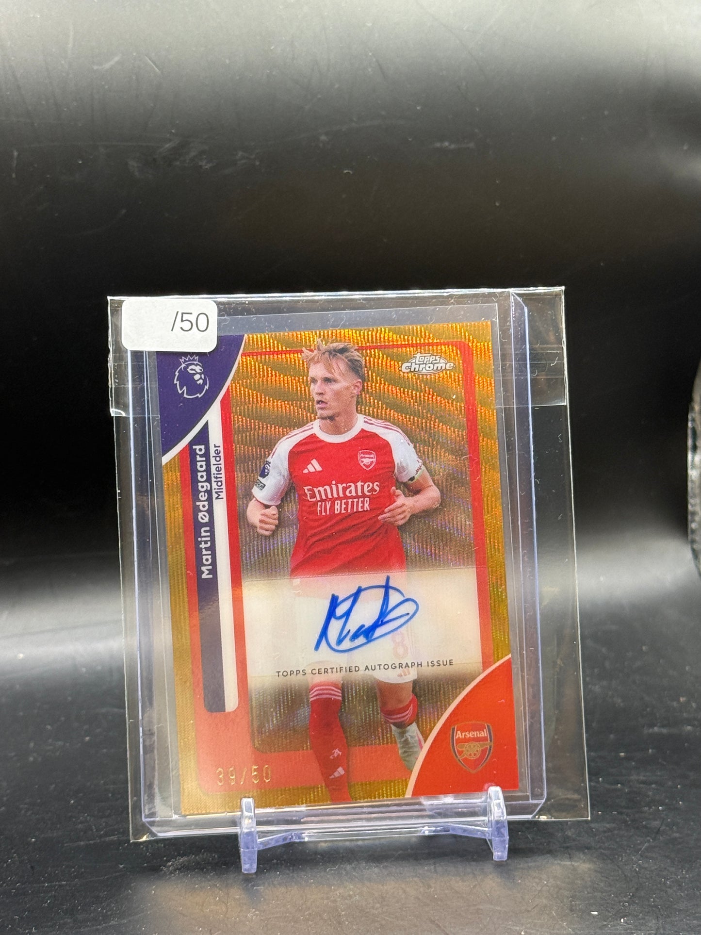 2025-26 Topps Chrome Premier League Martin Ødegaard Arsenal FC Gold Wave Auto 39/50