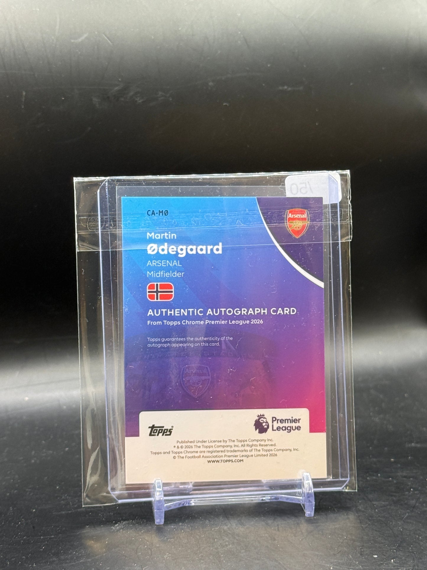 2025-26 Topps Chrome Premier League Martin Ødegaard Arsenal FC Gold Wave Auto 39/50