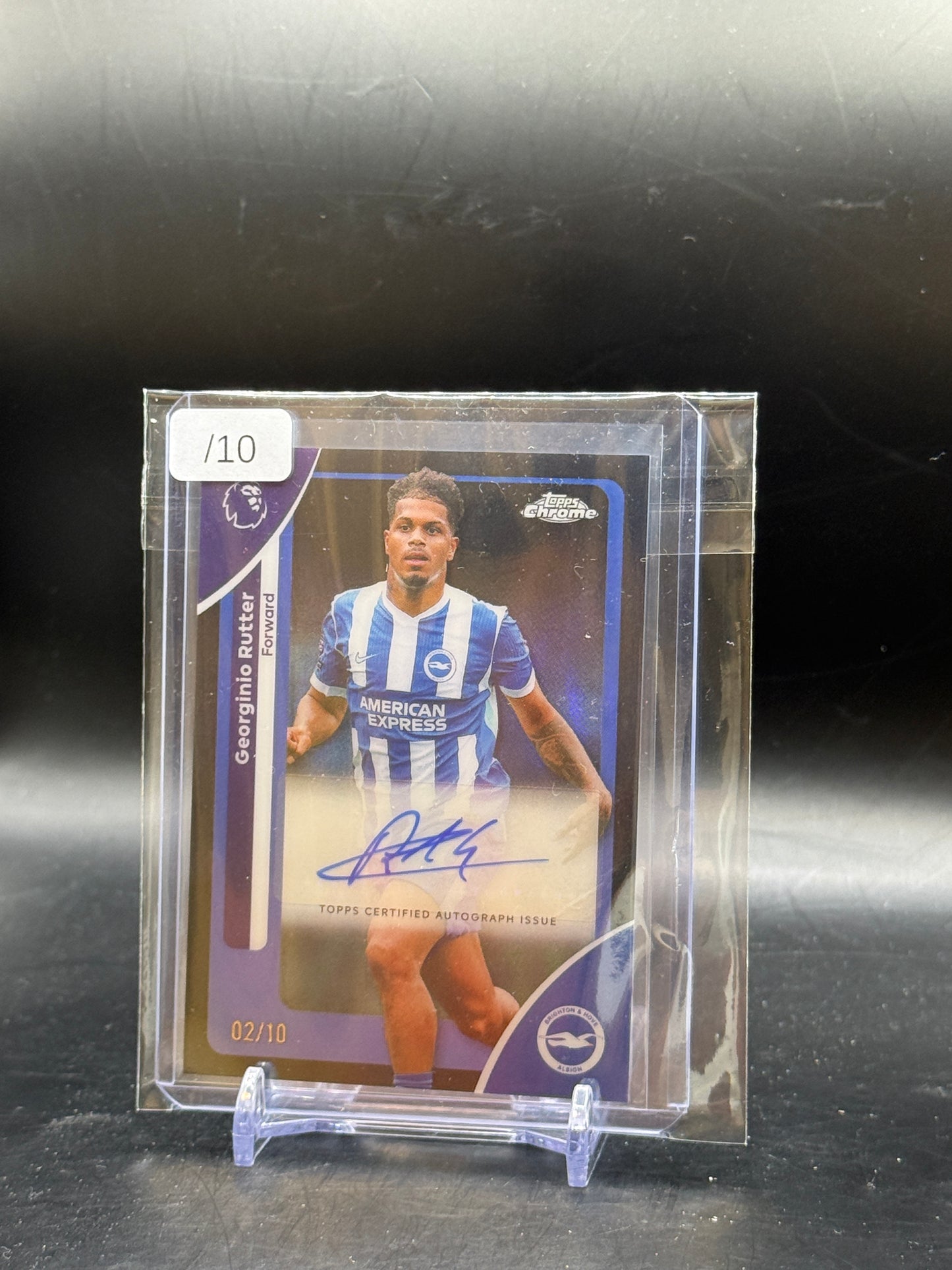 2025-26 Topps Chrome Premier League Georginio Rutter Brighton True Black Auto 02/10