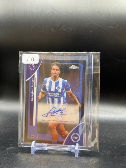 2025-26 Topps Chrome Premier League Georginio Rutter Brighton True Black Auto 02/10