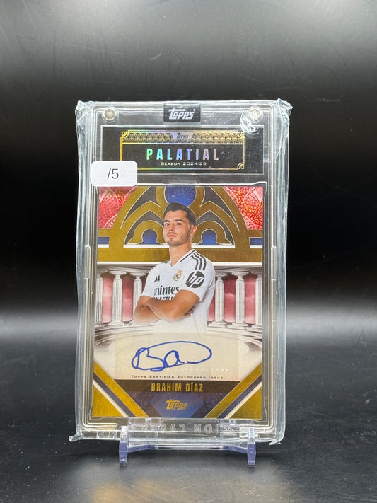 2024-25 Topps Palatial Real Madrid Brahim Diaz Palatial Pose Red Auto 3/5