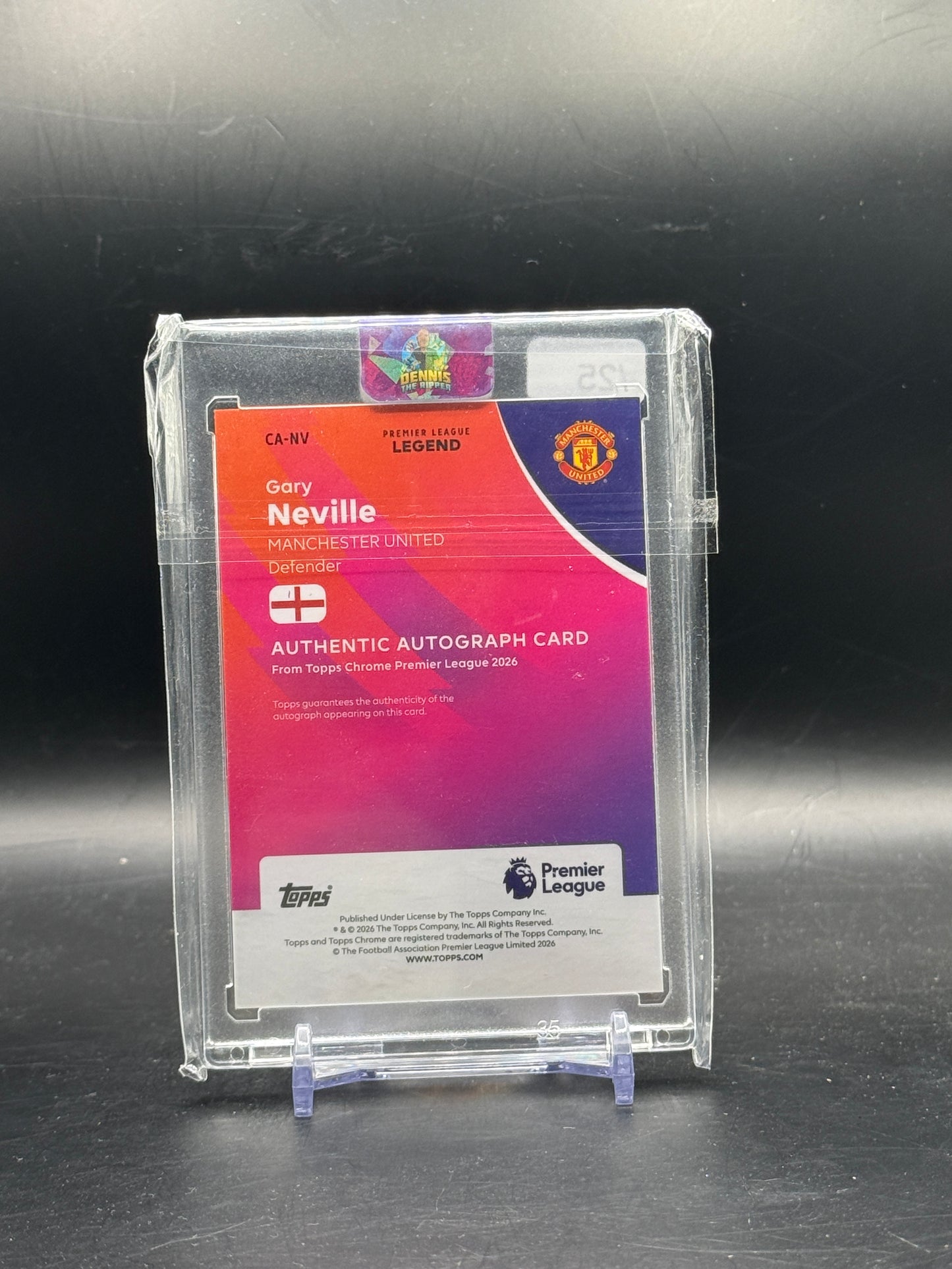2025-26 Topps Chrome Premier Legaue Gary Neville Manchester United Orange Wave Auto 01/25