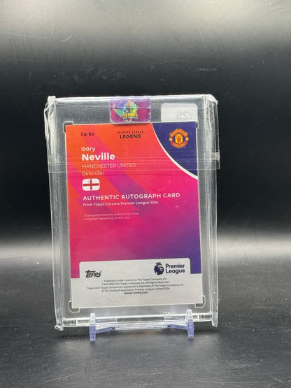 2025-26 Topps Chrome Premier Legaue Gary Neville Manchester United Orange Wave Auto 01/25