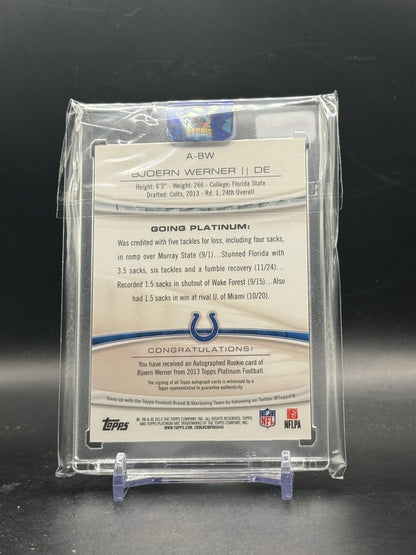 2013 Topps Platinum NFL Björn Werner Indianapolis Colts On Card Auto