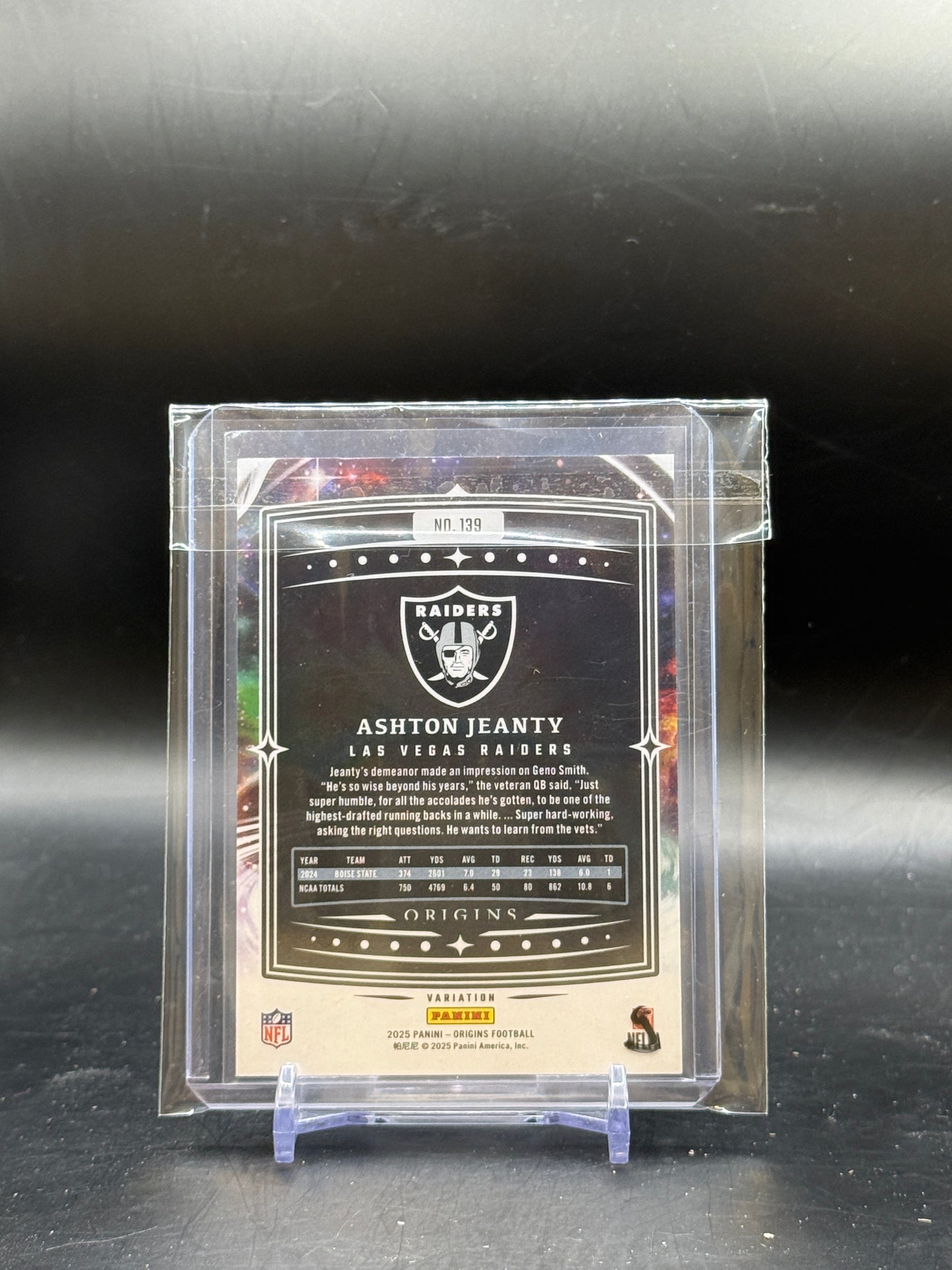 2025 Panini Origins Ashton Jeanty Las Vegas Raiders White Variation